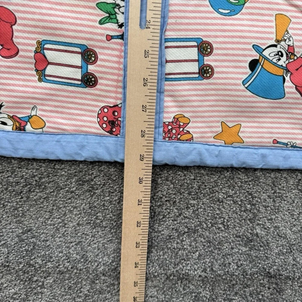 VTG Baby Blanket Quilt 46x29 Disney Mickey Mouse Donald Duck Goofy Pluto